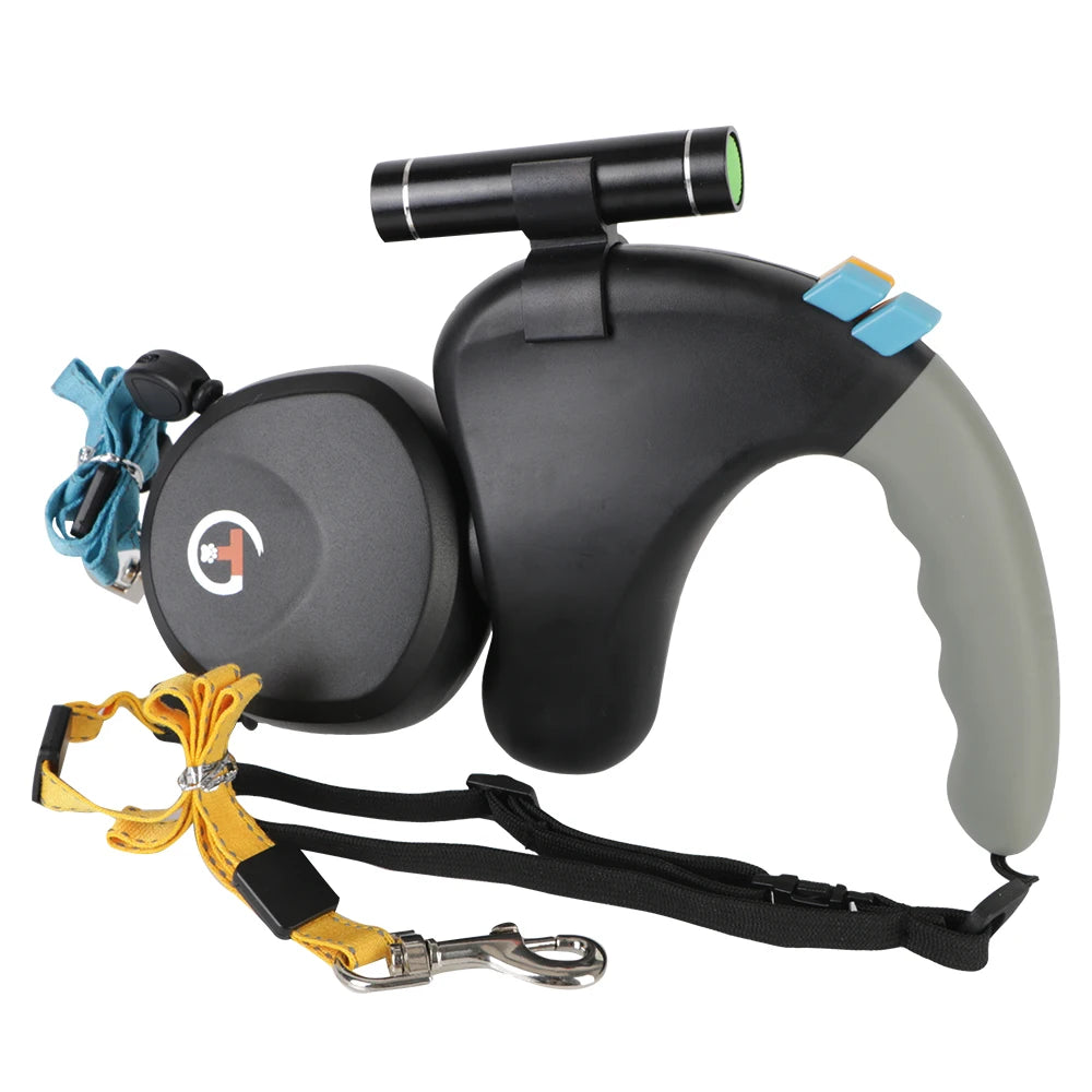 Double Dog Leash With Light Retractable Dual Rope Premium