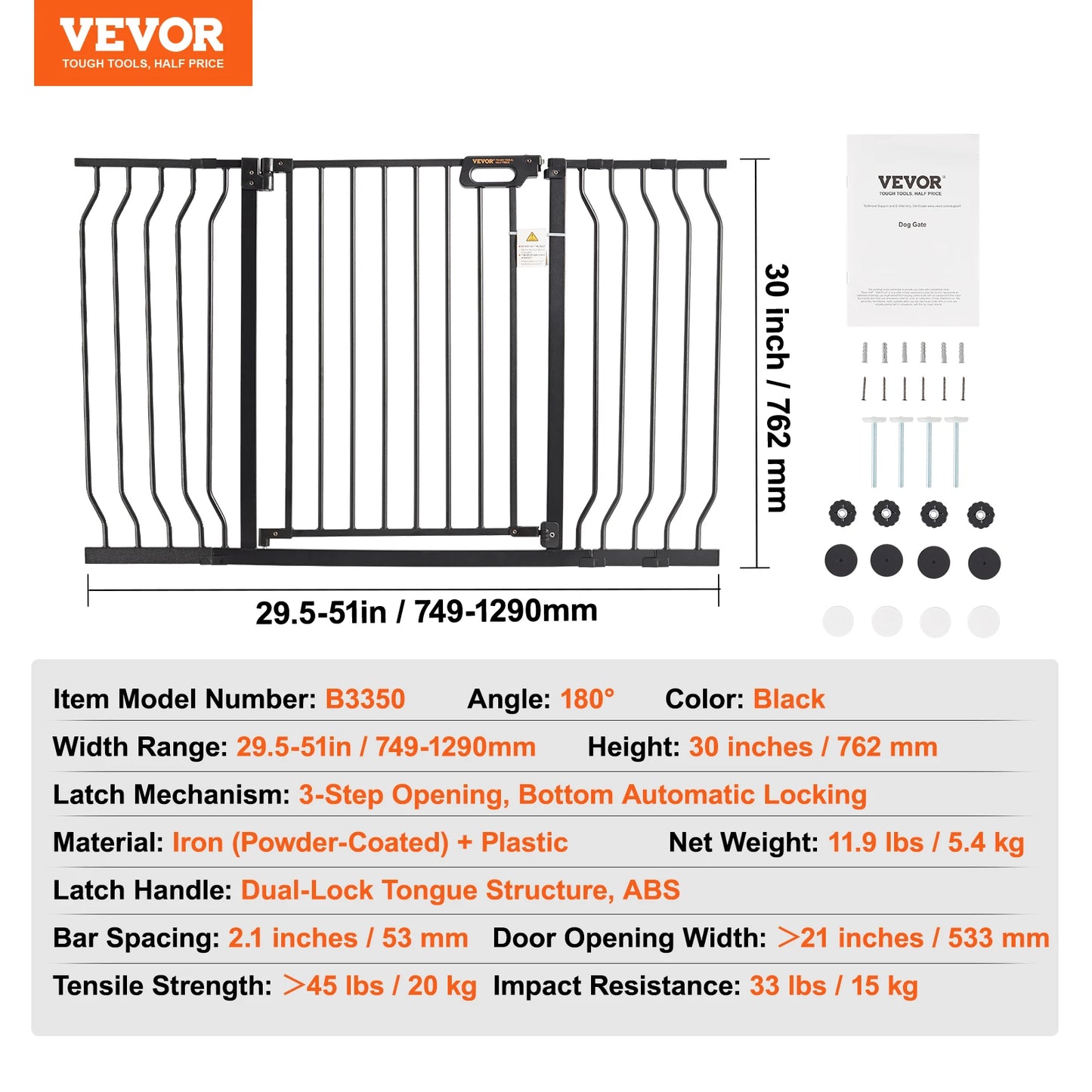 SucceBuy Baby Gate Walk Through Pressure Mount Pet Safety