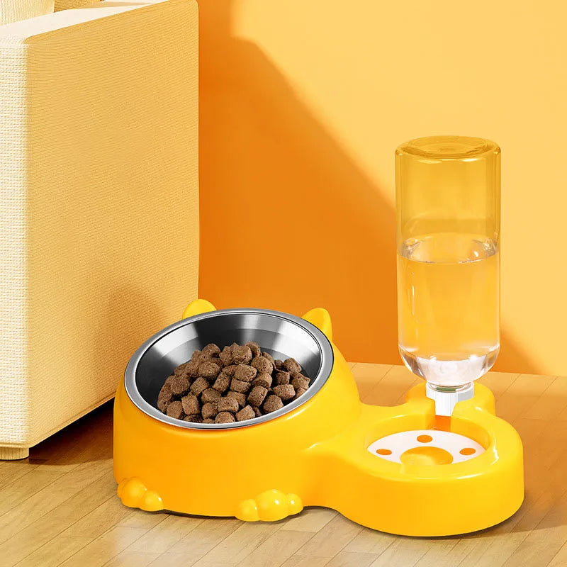 2-in-1 Stainless Steel Pet Bowl For Food And Water Anti-Spill