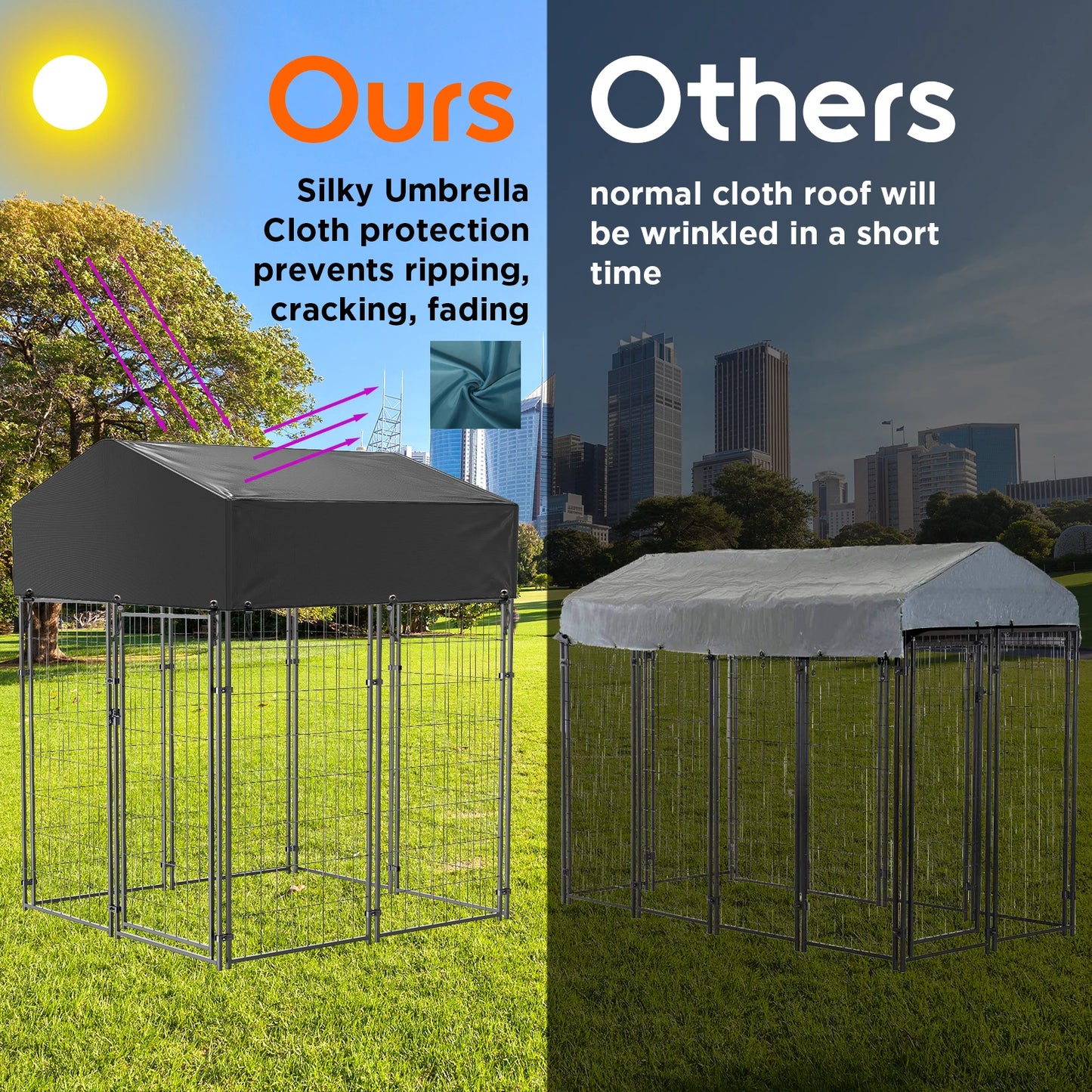 Dog Run Enclosure Playpen With Roof For Outdoor Use