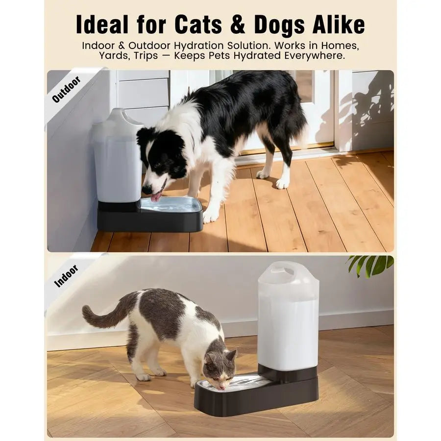 Automatic Dog Water Bowl Dispenser Stainless Steel Gravity Feeder