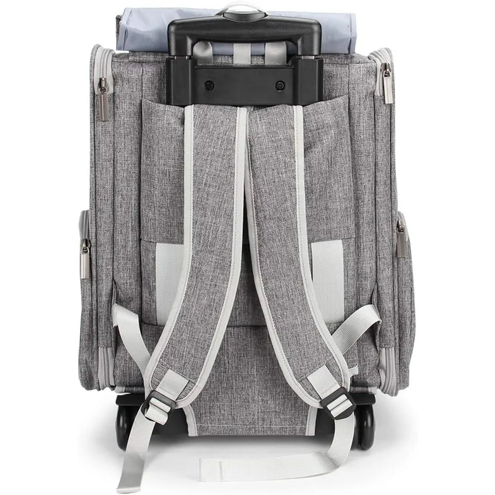 Pet Rolling Carrier, Dog Backpack with Wheels, Cats, Puppies Travel Bag with Wheels, Dog Trolley (Grey)