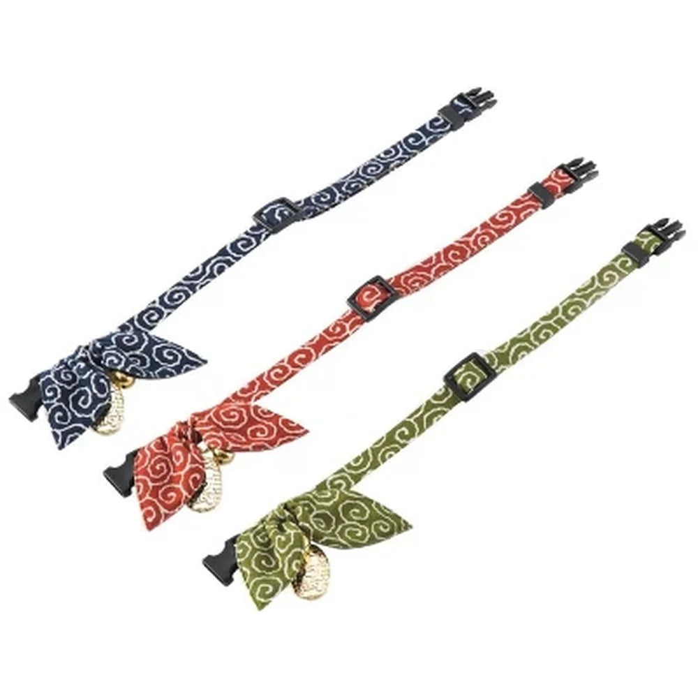 Handcrafted Ninja Cat Collar with Gold Charm Break-Away Buckle Adjustable Cotton Fabric Indoor Outdoor Use Stylish Pet Accessory