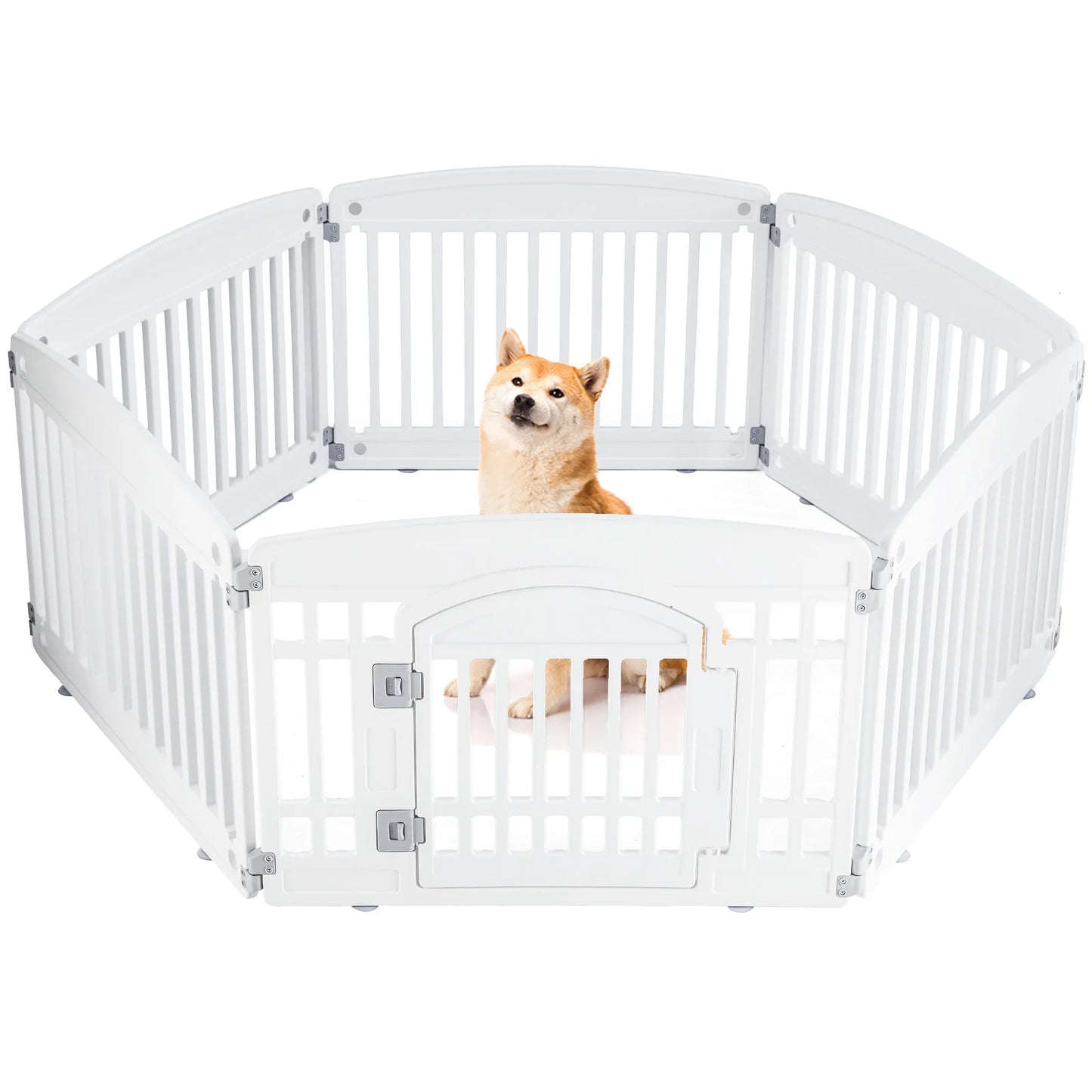 6 PanelDog Playpen Safe & Secure Indoor/Outdoor Pet Fence | Folding & Portable | Ideal for Small to Medium Dogs | Easy to Clean