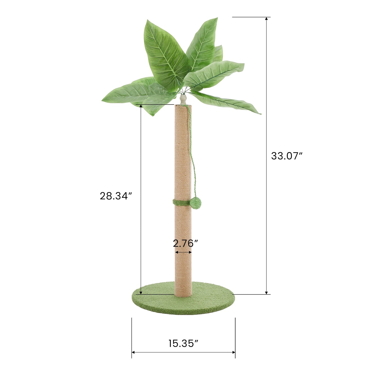 JHK 33in Tall Cat Scratching Post with Dangling Ball for Indoor Cats Palm Tree Cat Scratch Post for Kittens with Sisal Post