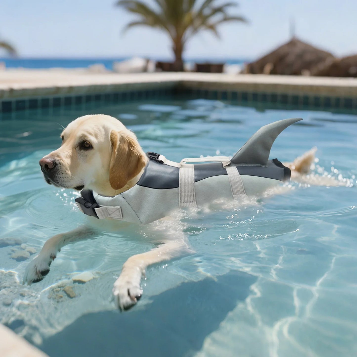 Shark Dog Life Jacket With Handle For Swimming For Dogs