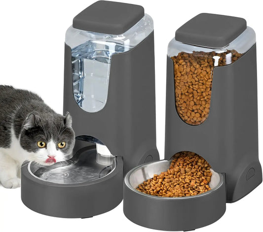 2-Pack Automatic Pet Feeder and Water Dispenser Set