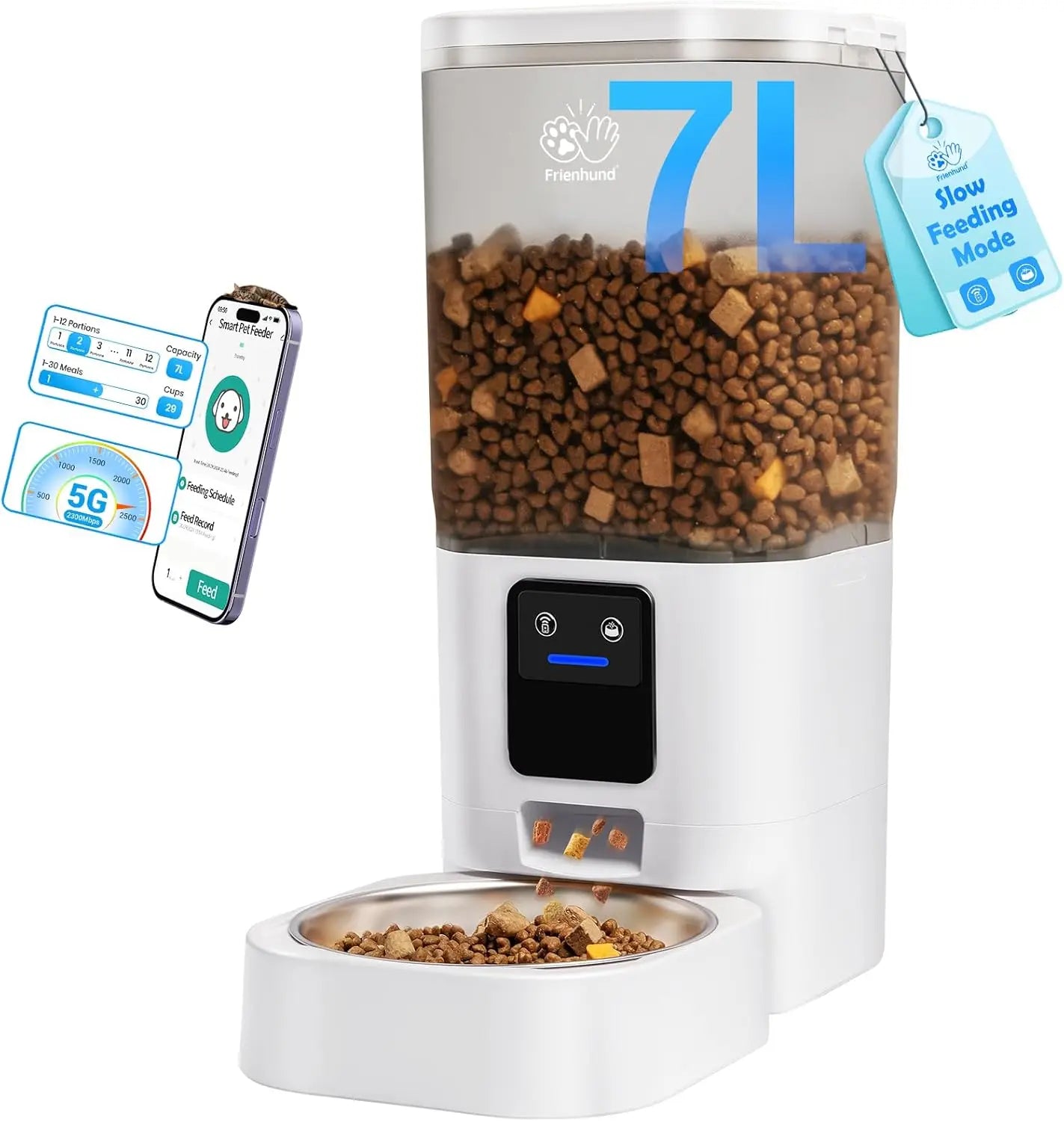 Smart WiFi Pet Feeder With App Control And Alexa Compatible For Cats And Dogs