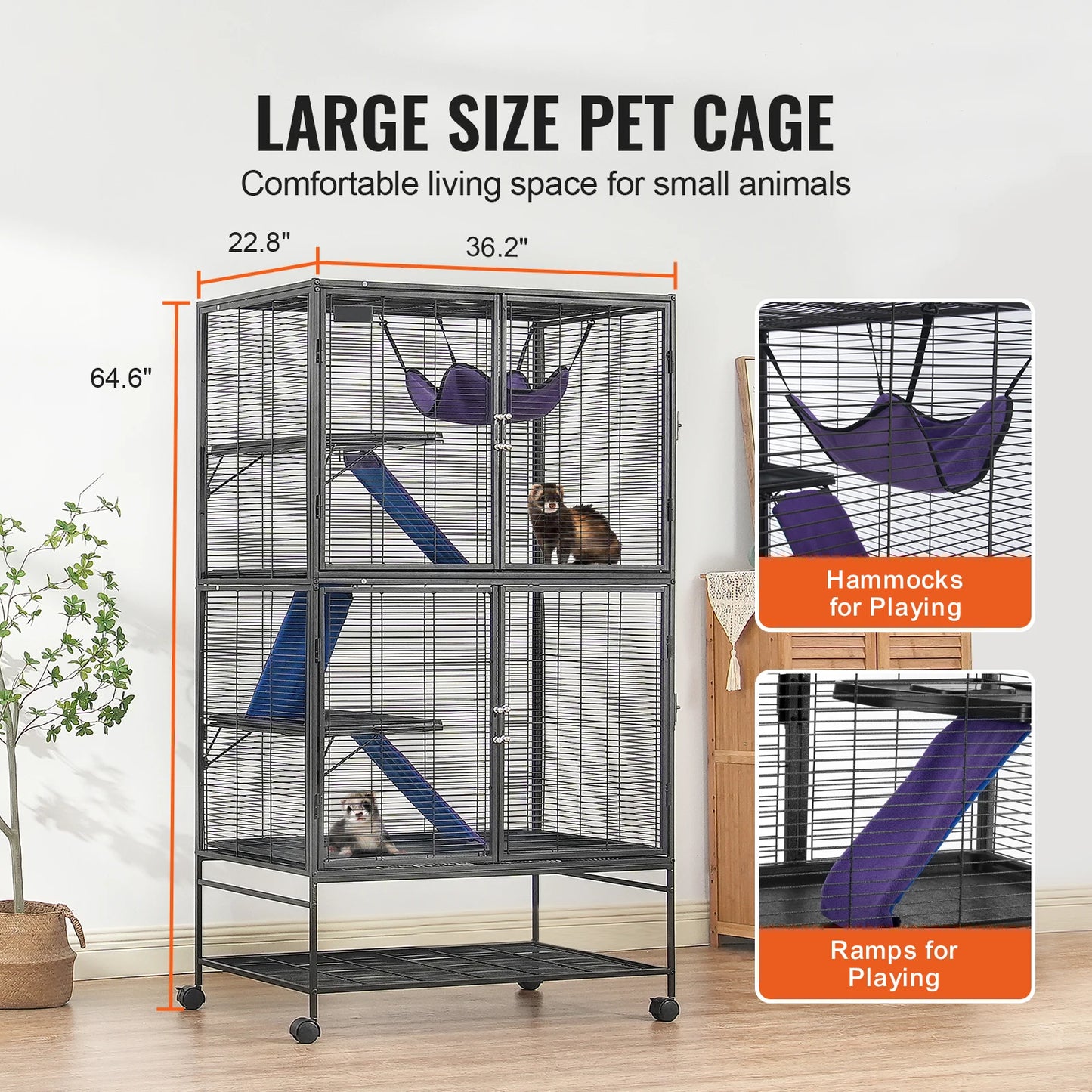 SucceBuy 4-Tier Rolling Ferret Cage Critter Nation