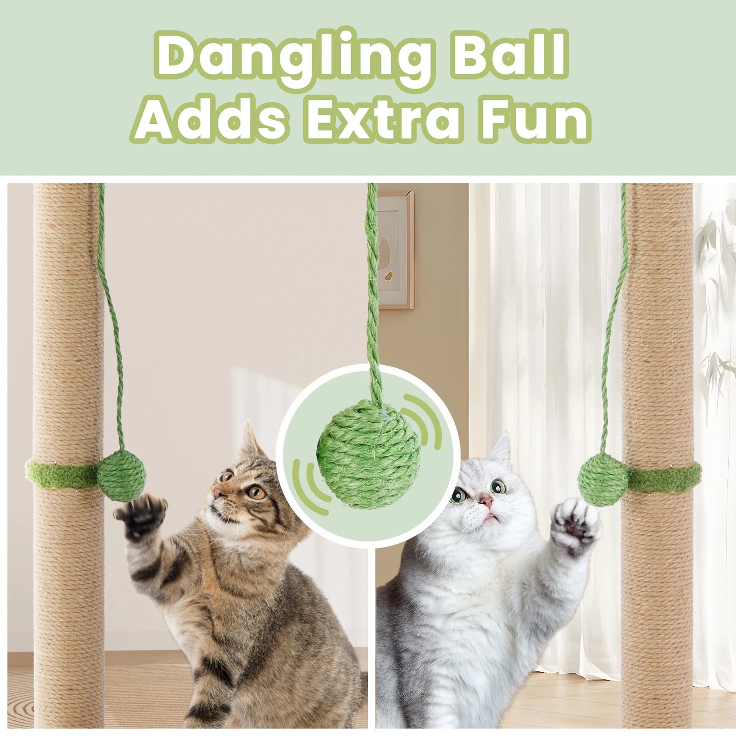 JHK 33in Tall Cat Scratching Post with Dangling Ball for Indoor Cats Palm Tree Cat Scratch Post for Kittens with Sisal Post