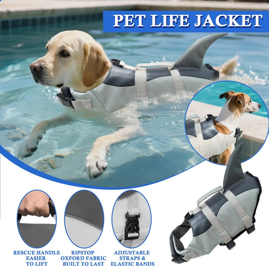 Shark Dog Life Jacket With Handle For Swimming For Dogs