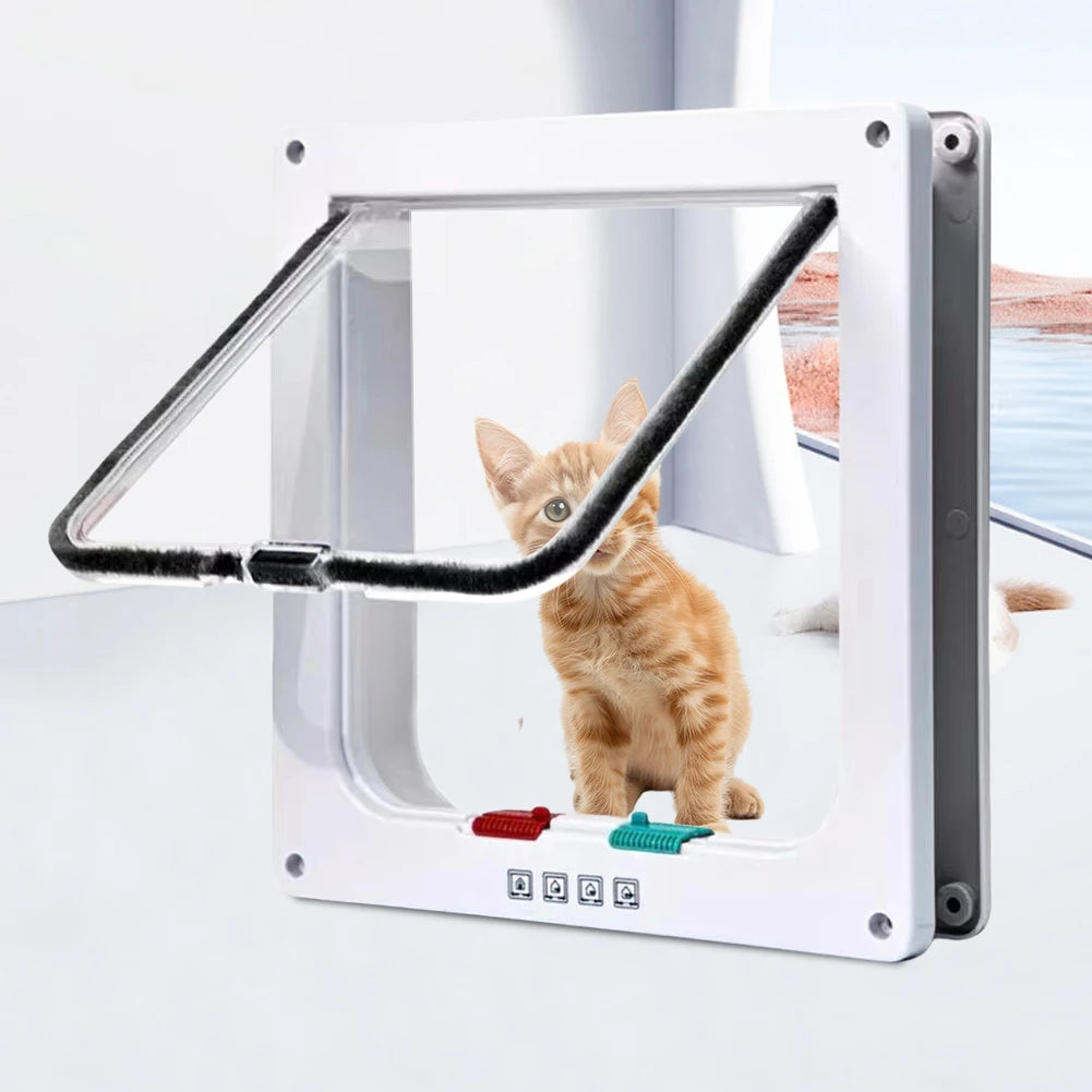 Cat Flap Door With 4 Way Lock ABS Plastic Security