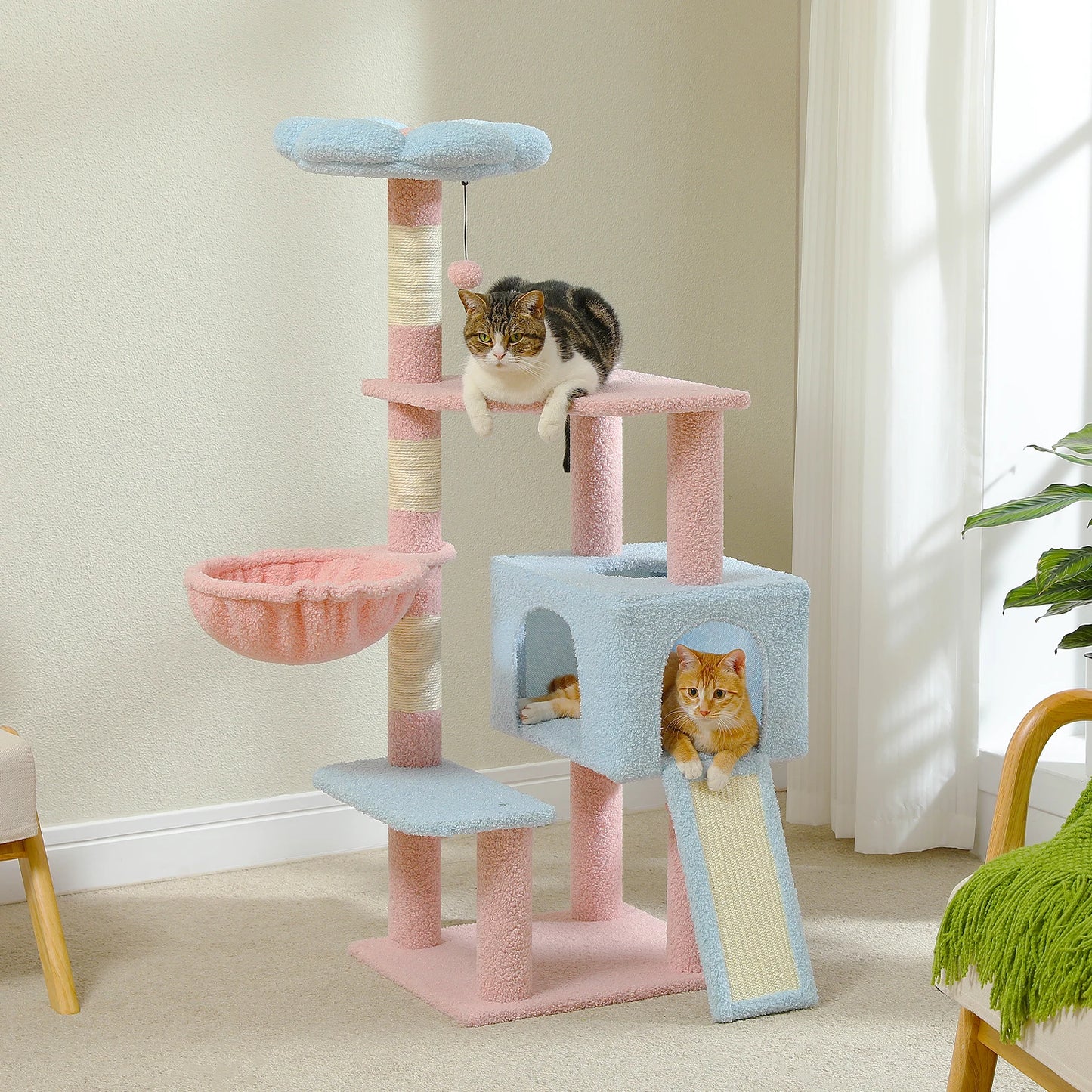 PEQULTICN Flower Cat Tree Multi Level Cat Tower Hammock