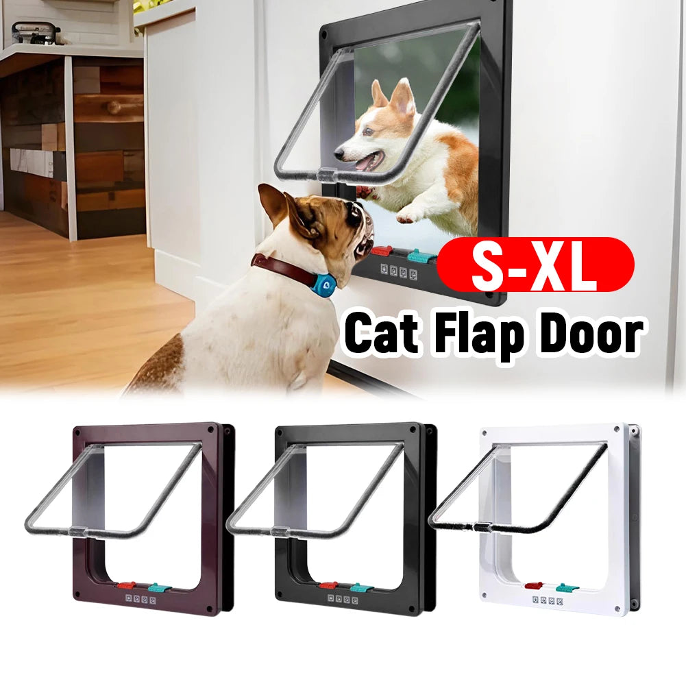 Cat Flap Door With 4 Way Lock AcrylonitrileButadieneStyrene Durable Plastic