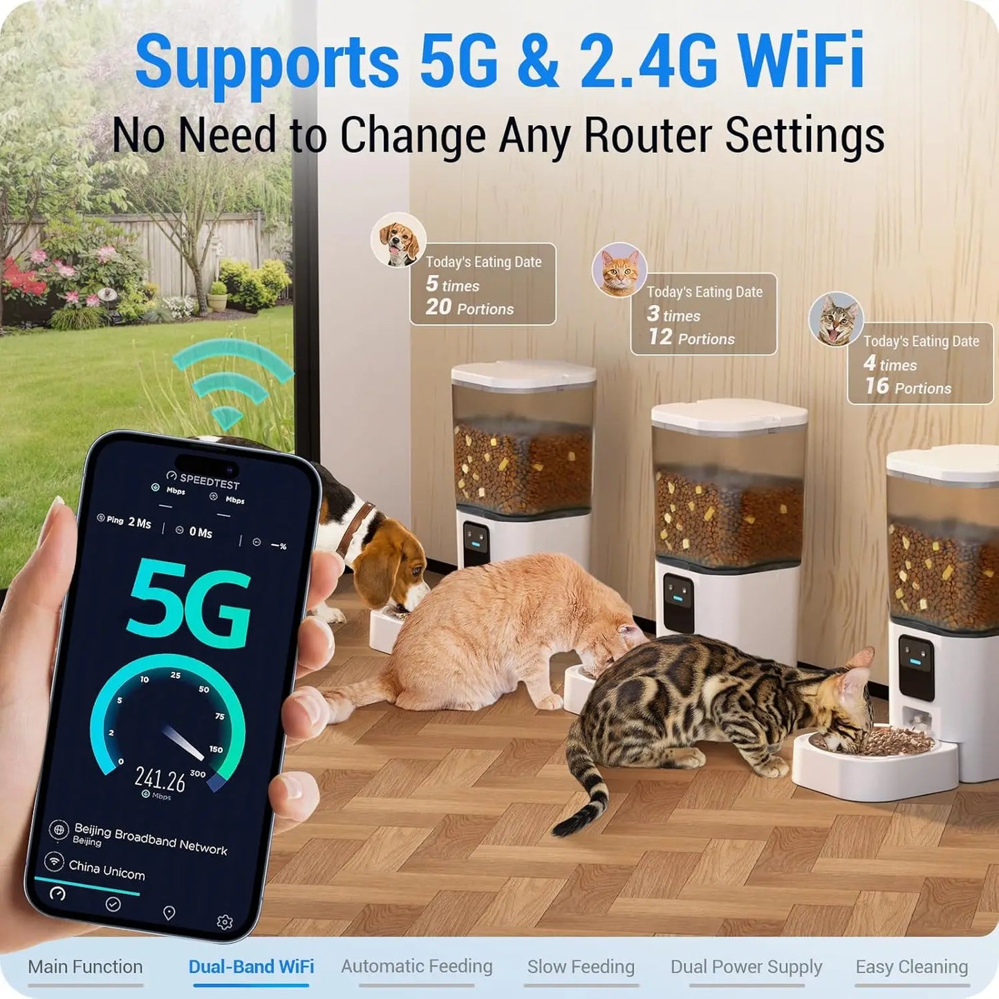 Smart WiFi Pet Feeder With App Control And Alexa Compatible For Cats And Dogs