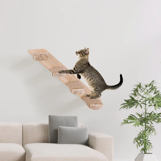Cat Wall Shelves Wall Mounted Cat Climbing Ladder Four Step Cat Climbing Frame Cat Tree Supplies