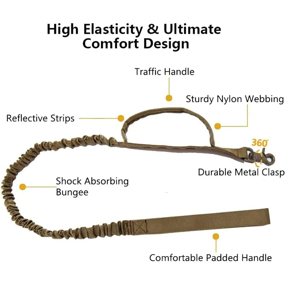 Adjustable Tactical Dog Collar Leash Set Military Nylon Heavy Duty with Control Handle Large Dog Training Walking Hunting