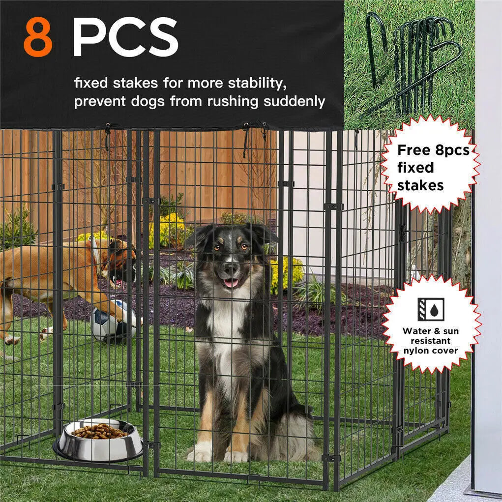 Dog Run Enclosure Playpen With Roof For Outdoor Use