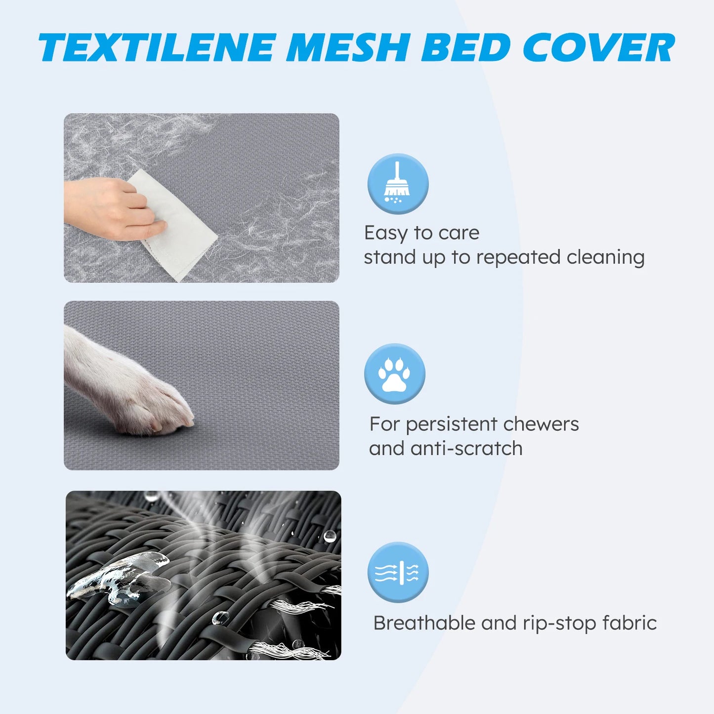 Elevated Dog Bed With Metal Frame Chew Proof Breathable Washable Mesh
