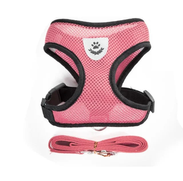 Adjustable Mesh Cat And Dog Harness With Leash Reflective
