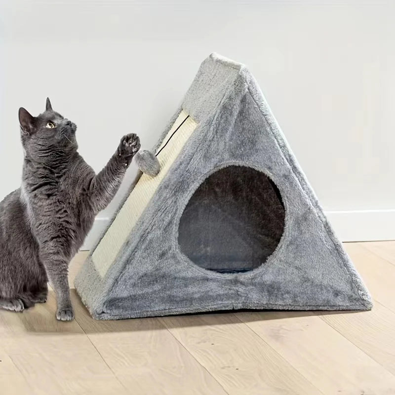 Cat Bed With Plush Toy Ball And Scratching Board For Cats And Kittens