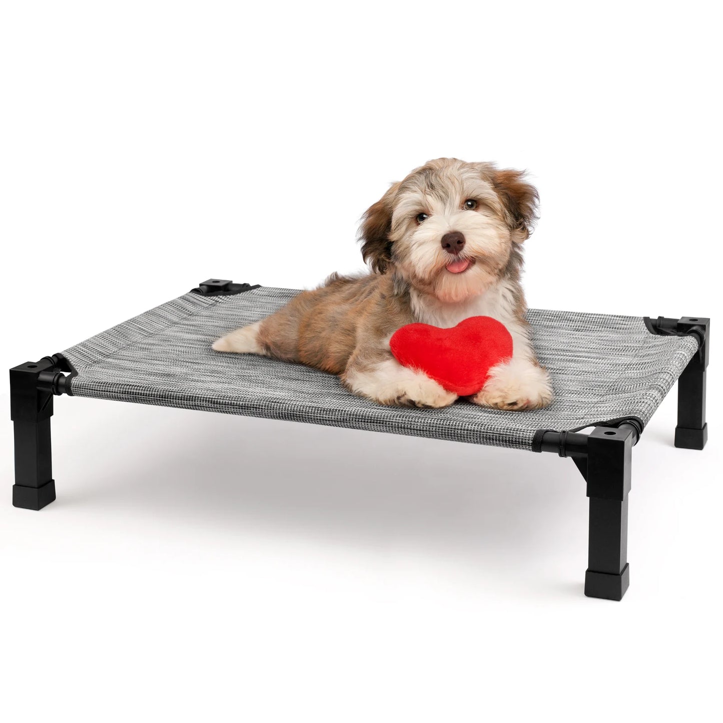 Elevated Dog Bed With Metal Frame Chew Proof Breathable Washable Mesh