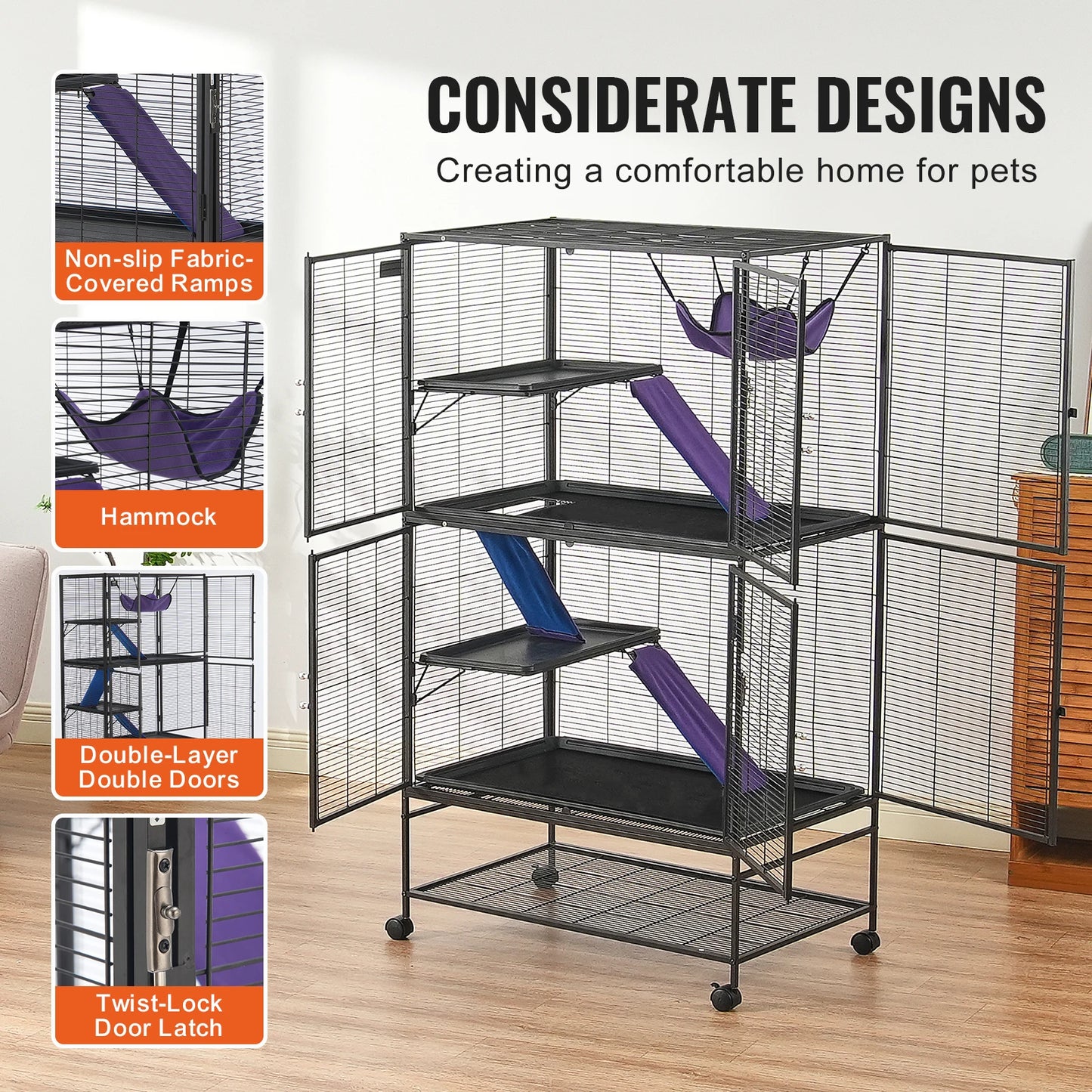 SucceBuy 4-Tier Rolling Ferret Cage Critter Nation