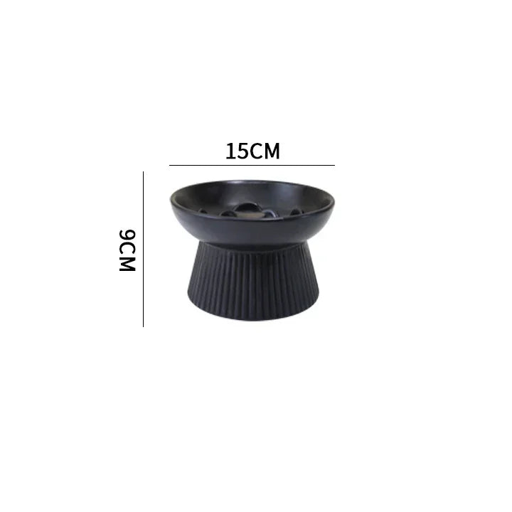 Cat Food Bowl Ceramic Elevated Cats Small Dogs Slow Feed Bowls Anti-choking Pet Eating Feeders Anti-gulping Puppy Supplies