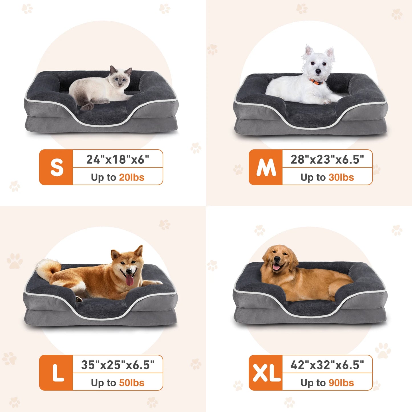 JHKCN Orthopedic Memory Foam Bed for Small Dogs and Cats