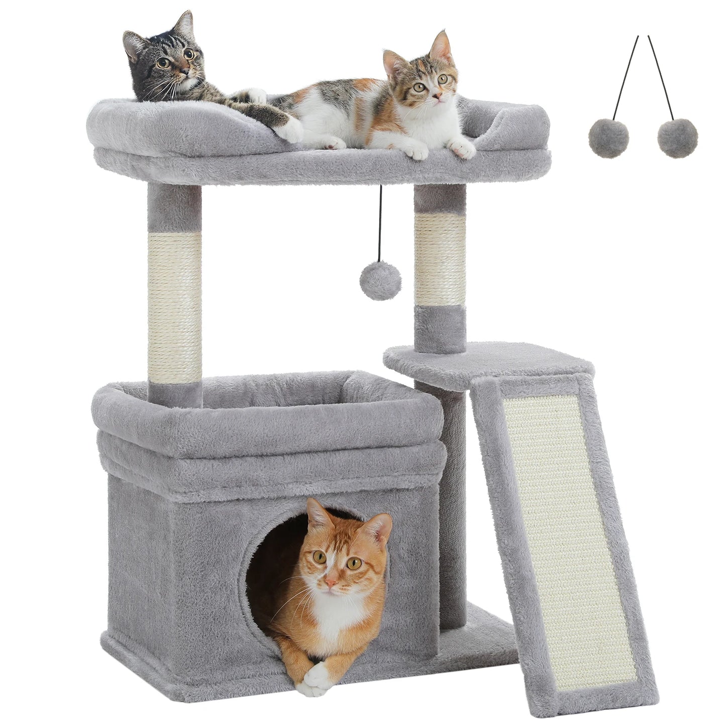 Small Cat Tree for Indoor Cat Tower with Sisal Scratching Post and Pad Wide Top Perch Large Cat Condo Cat Scratchers Cat Toys