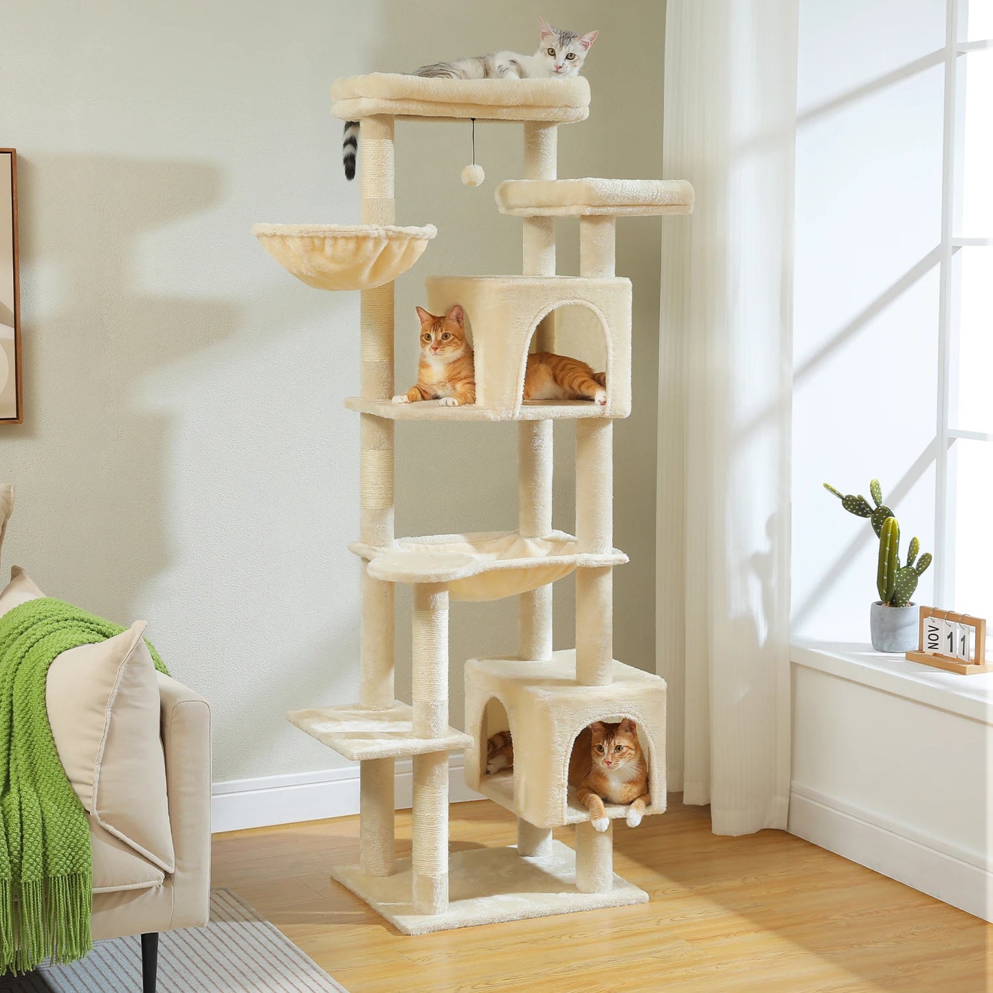 PEQULTICN Cat Tree Indoor Cats With Scratching Posts Hammock