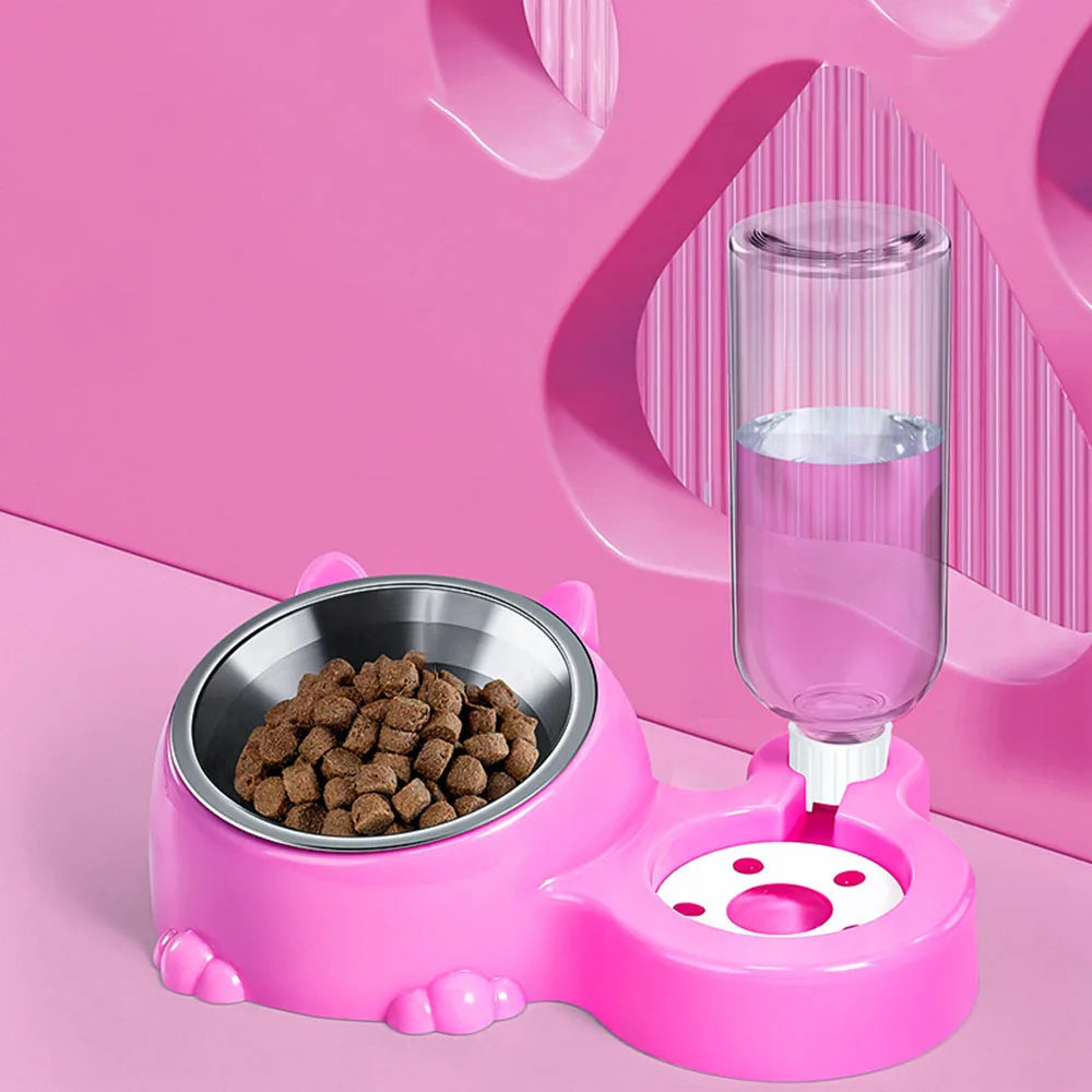 2-in-1 Stainless Steel Pet Bowl For Food And Water Anti-Spill