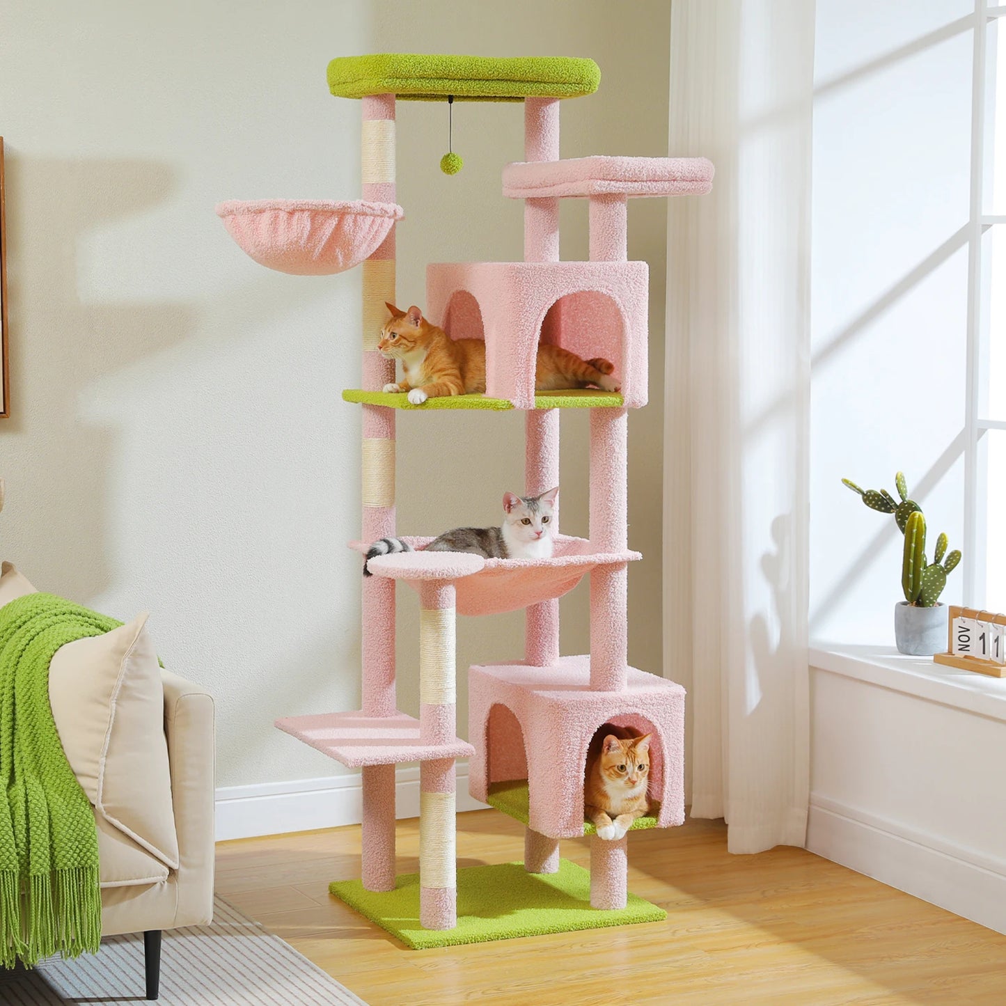 PEQULTICN Cat Tree Indoor Cats With Scratching Posts Hammock