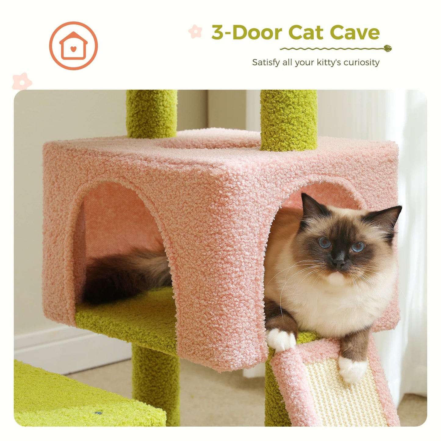 PEQULTICN Flower Cat Tree Multi Level Cat Tower Hammock