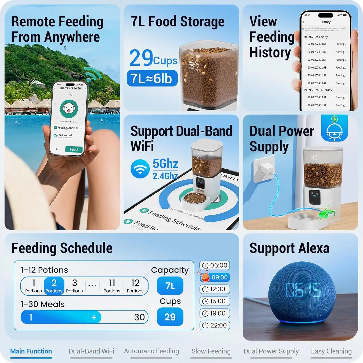 Smart WiFi Pet Feeder With App Control And Alexa Compatible For Cats And Dogs