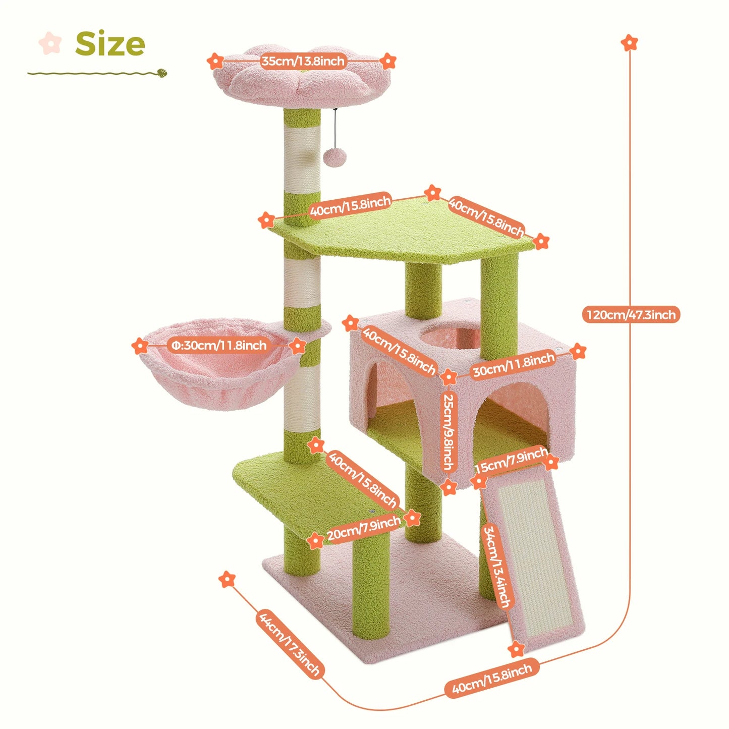 PEQULTICN Flower Cat Tree Multi Level Cat Tower Hammock