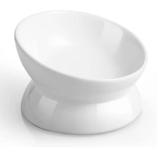 Elevated Food Bowl, 5 Oz Ceramic Raised and Tilted Bowl, Anti Vomiting and Protect Pets' Spines Dishes Small Dog,