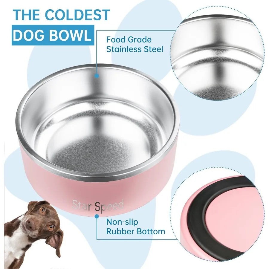 Large Stainless Steel Dog Bowl with Rubber Bottom for Drop Resistance and Temperature Retention Ideal for Outdoor Use and Daily