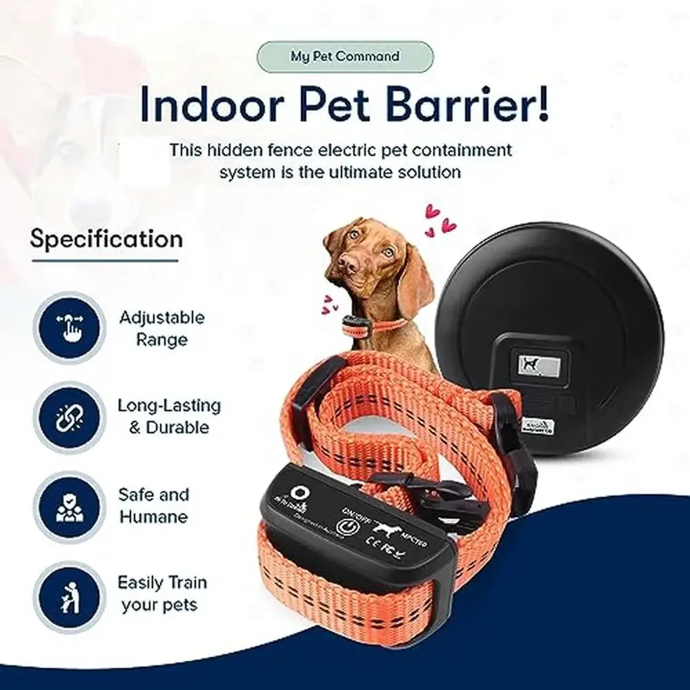 Indoor Dog Containment System with Wireless Collar Adjustable Range Tone Correction Hidden Fence Portable Rechargeable Pet