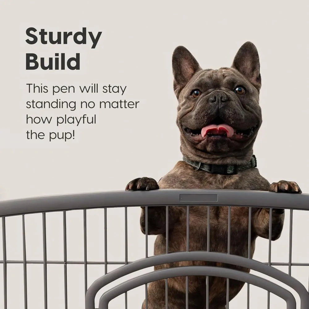 Dog Playpen, 8-Panel 34 Pet Playpen with Door, Puppy Playpen, Indoor/Outdoor Dog Pen, 63 x 63 x 34, Foldable, Customizable