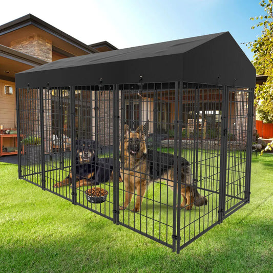 Dog Run Enclosure Playpen With Roof For Outdoor Use