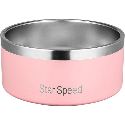 Large Stainless Steel Dog Bowl with Rubber Bottom for Drop Resistance and Temperature Retention Ideal for Outdoor Use and Daily