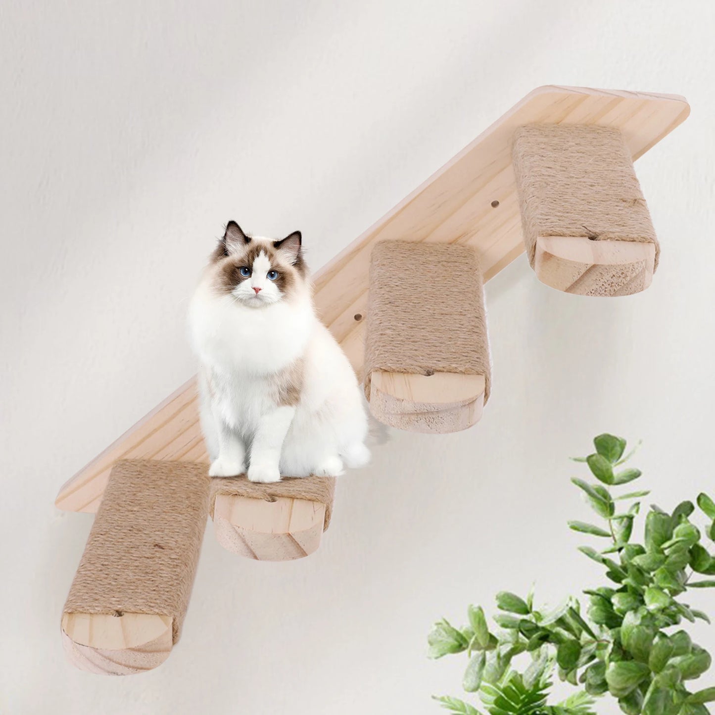 Cat Wall Shelves Wall Mounted Cat Climbing Ladder Four Step Cat Climbing Frame Cat Tree Supplies