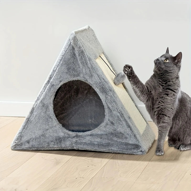 Cat Bed With Plush Toy Ball And Scratching Board For Cats And Kittens