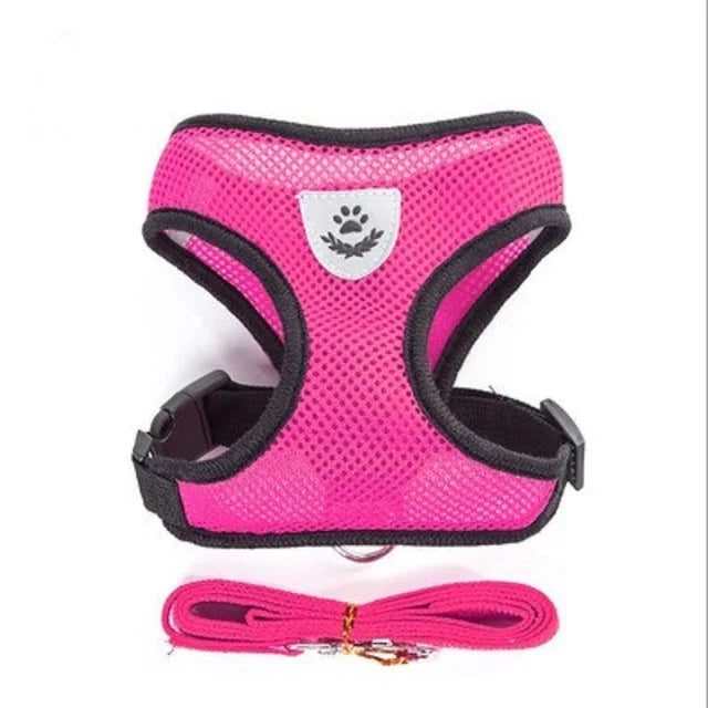 Adjustable Mesh Cat And Dog Harness With Leash Reflective