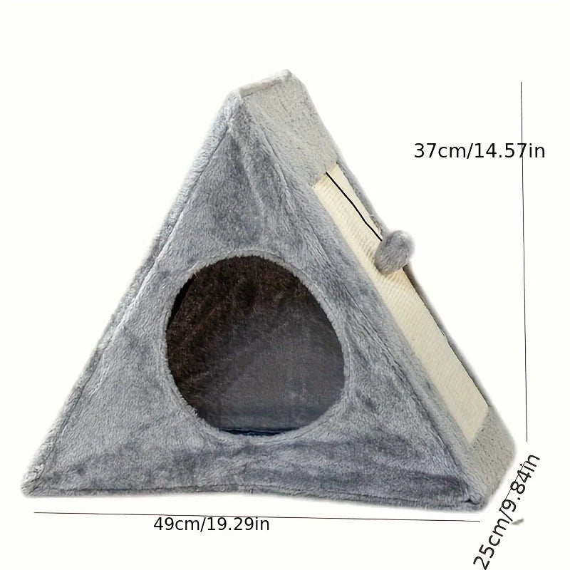 Cat Bed With Plush Toy Ball And Scratching Board For Cats And Kittens