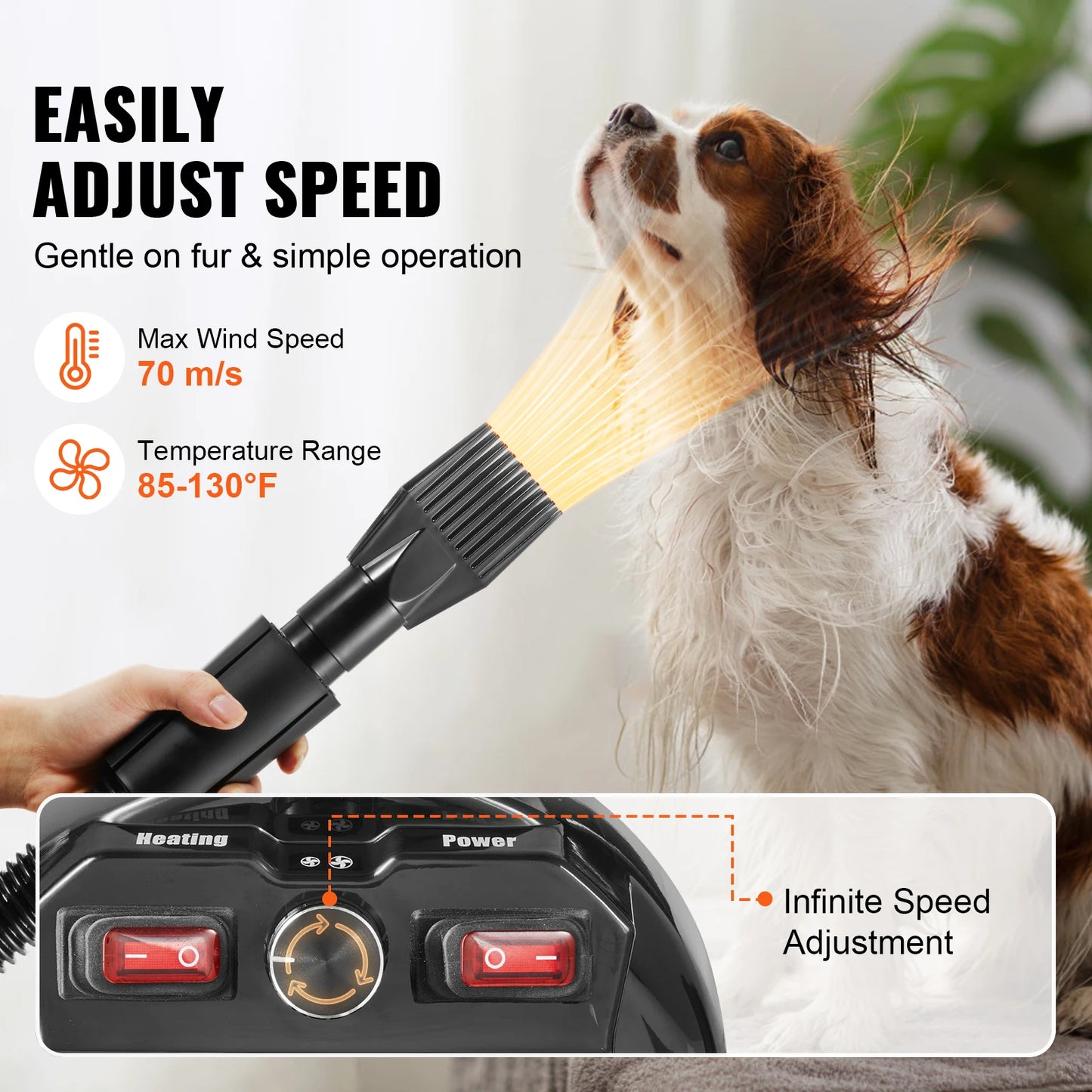 SucceBuy 2000W Dog Blow Dryer With Temperature Control