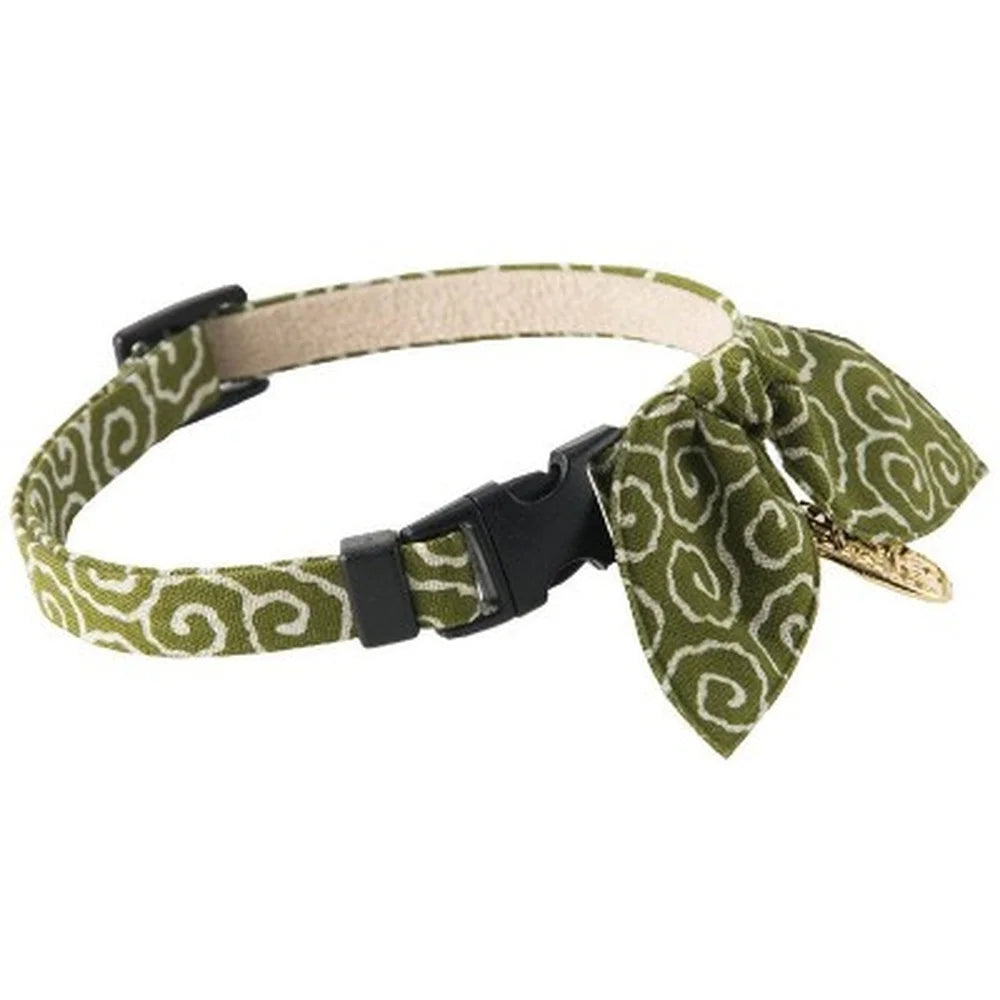Handcrafted Ninja Cat Collar with Gold Charm Break-Away Buckle Adjustable Cotton Fabric Indoor Outdoor Use Stylish Pet Accessory