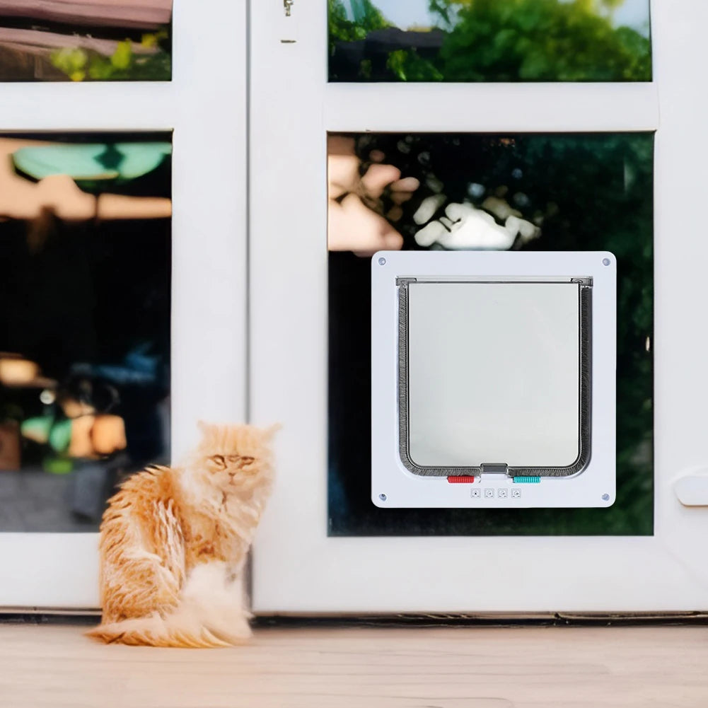 Cat Flap Door With 4 Way Lock AcrylonitrileButadieneStyrene Durable Plastic