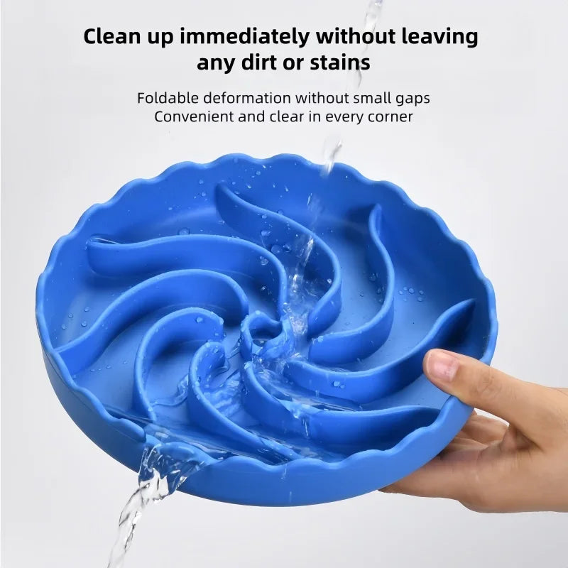Dog Slow Feeder Food Grade Silicone Bowl With Suction Mat